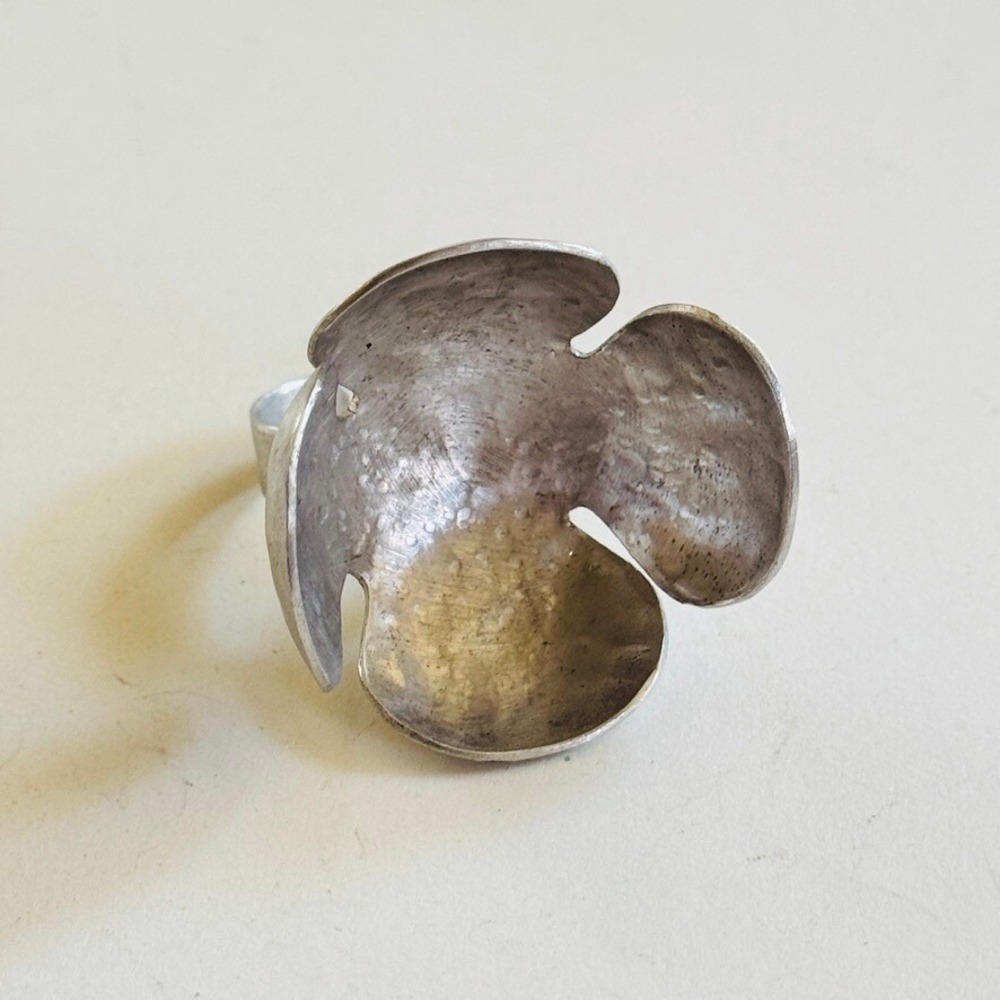Brutalist Cocktail Ring Statement Sculptural Flow… - image 3
